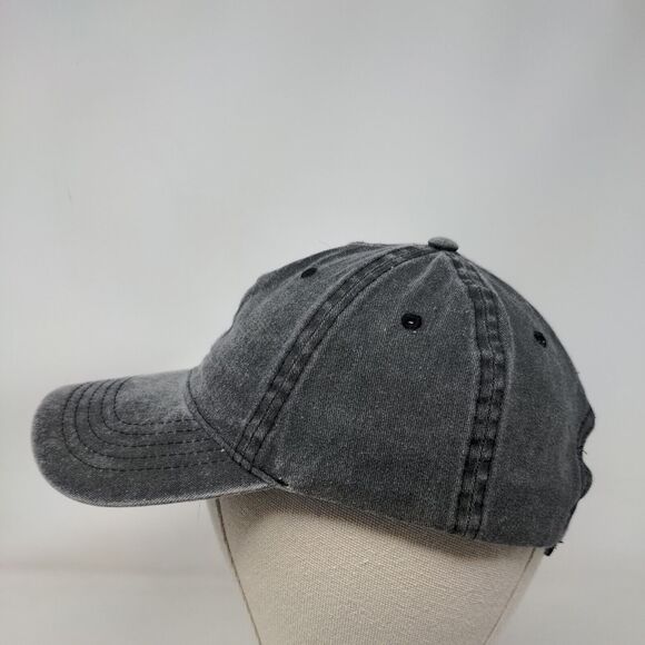 Unbranded Strapback Hat Black Soot Gray OSFM Adjustable Blank - Picture 3 of 7